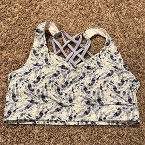 ZYIA Crisscross Patterned Sports Bra - Black and Cream